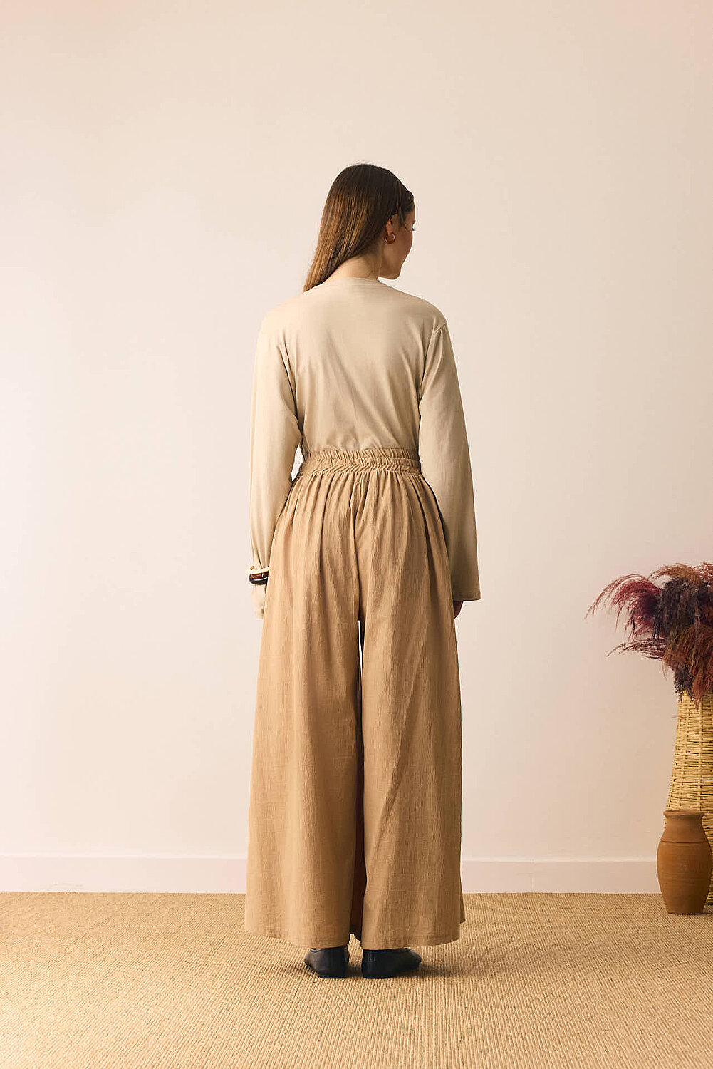 Şile Bezi Bol Pantolon Camel - 5