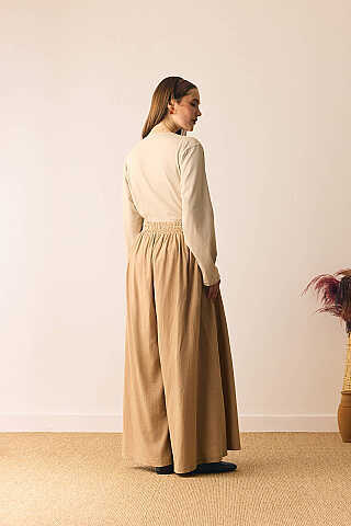 Şile Bezi Bol Pantolon Camel - 6