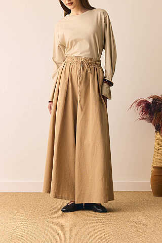 Şile Bezi Bol Pantolon Camel - 4