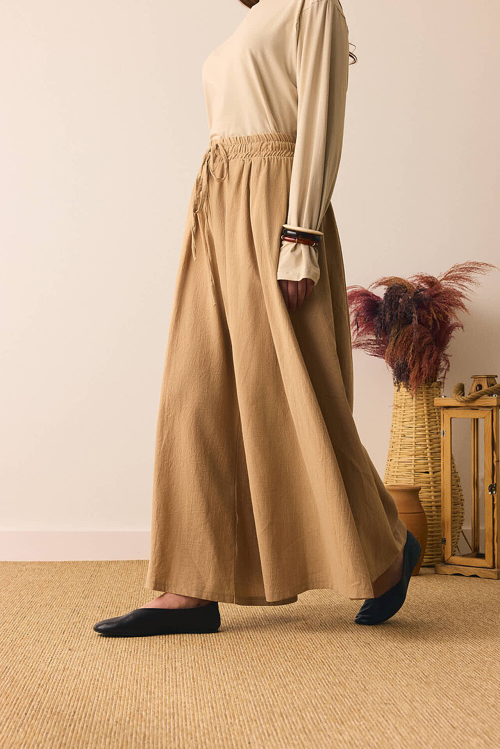 Şile Bezi Bol Pantolon Camel - 7