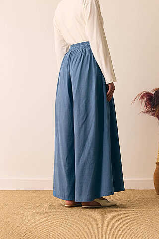 Şile Bezi Bol Pantolon İndigo - 4