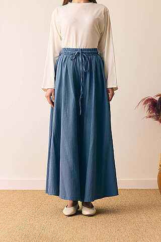 Şile Bezi Bol Pantolon İndigo - 3