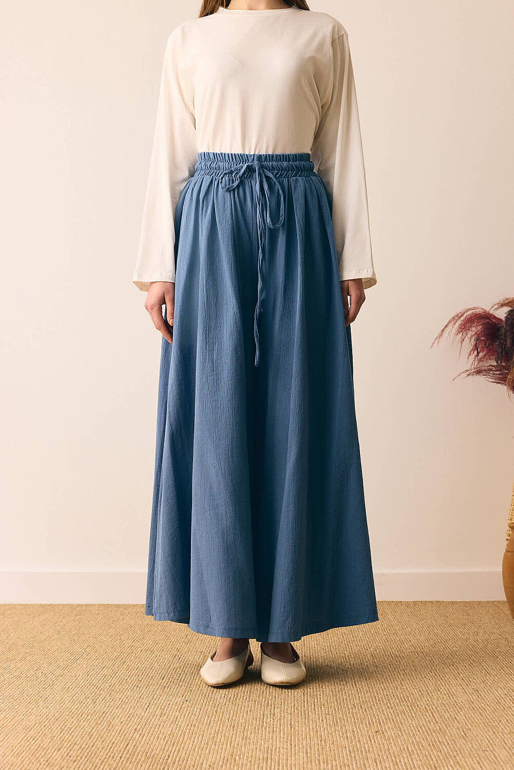 Şile Bezi Bol Pantolon İndigo - 3