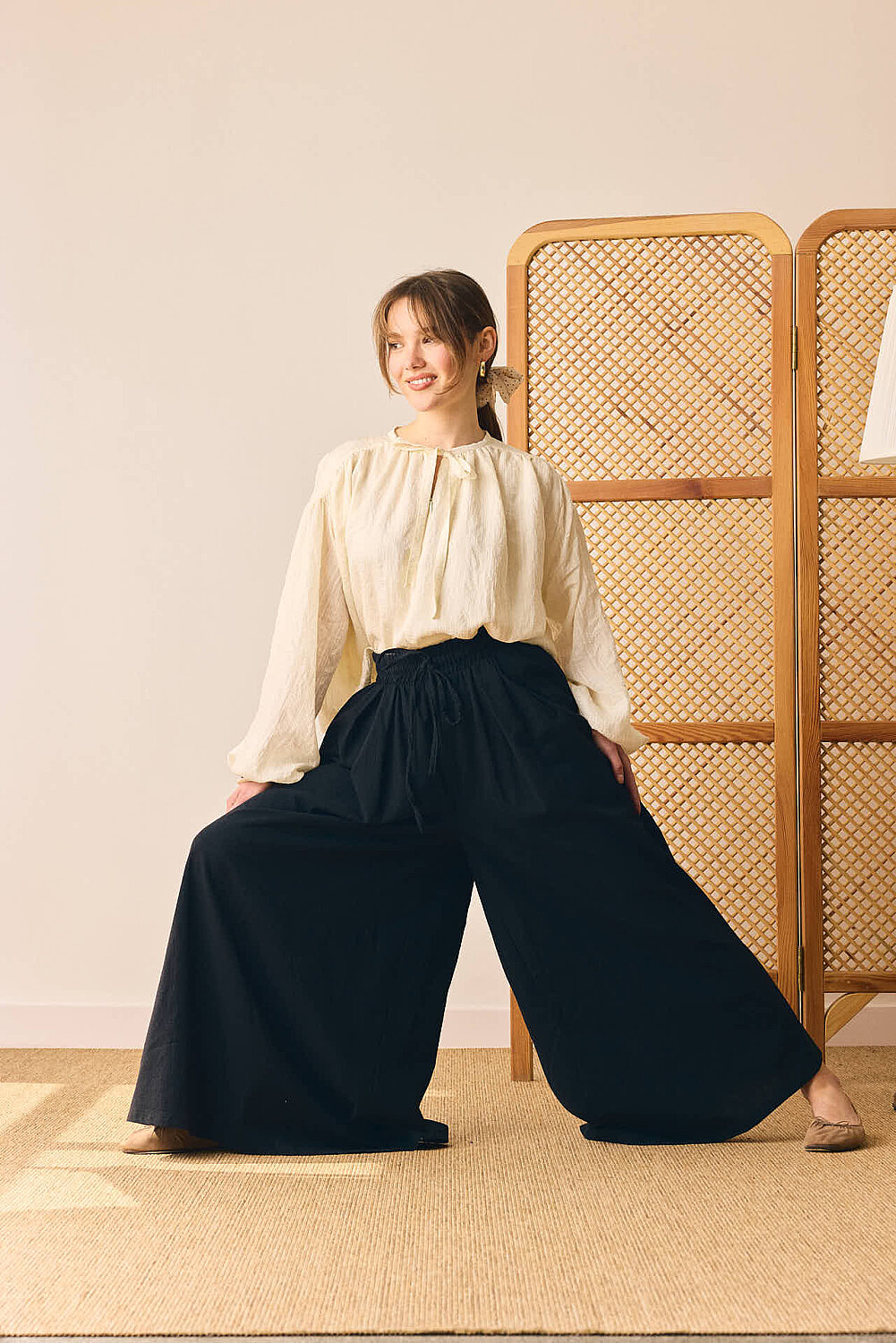 Şile Bezi Bol Pantolon Siyah - 6