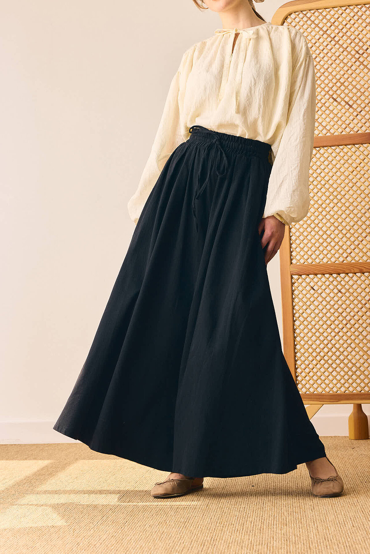 Şile Bezi Bol Pantolon Siyah