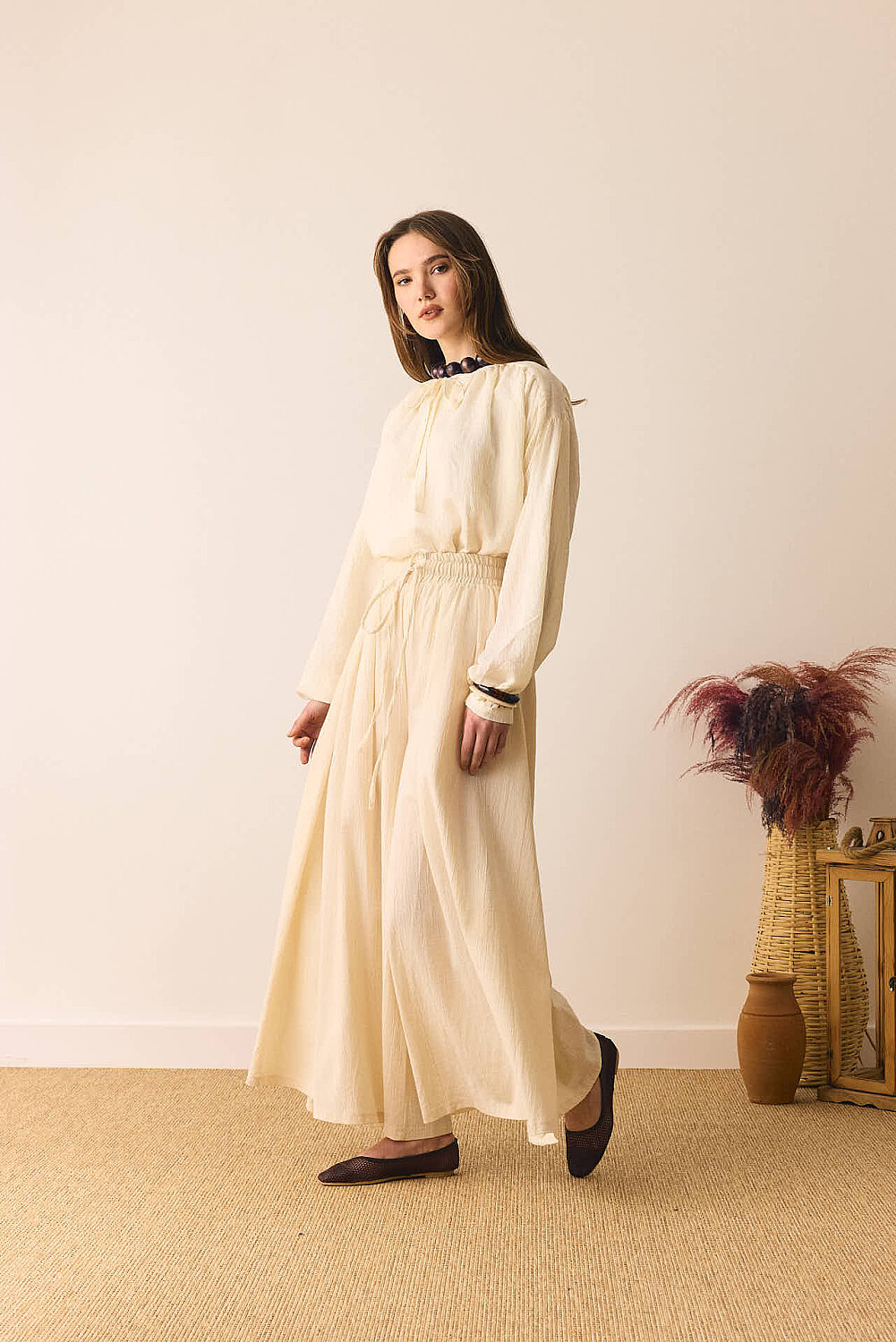 Şile Bezi Bol Pantolon Taş - 9