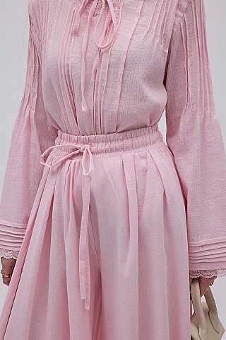 Şile Bezi Bol Pantolon Toz Pembe - 2