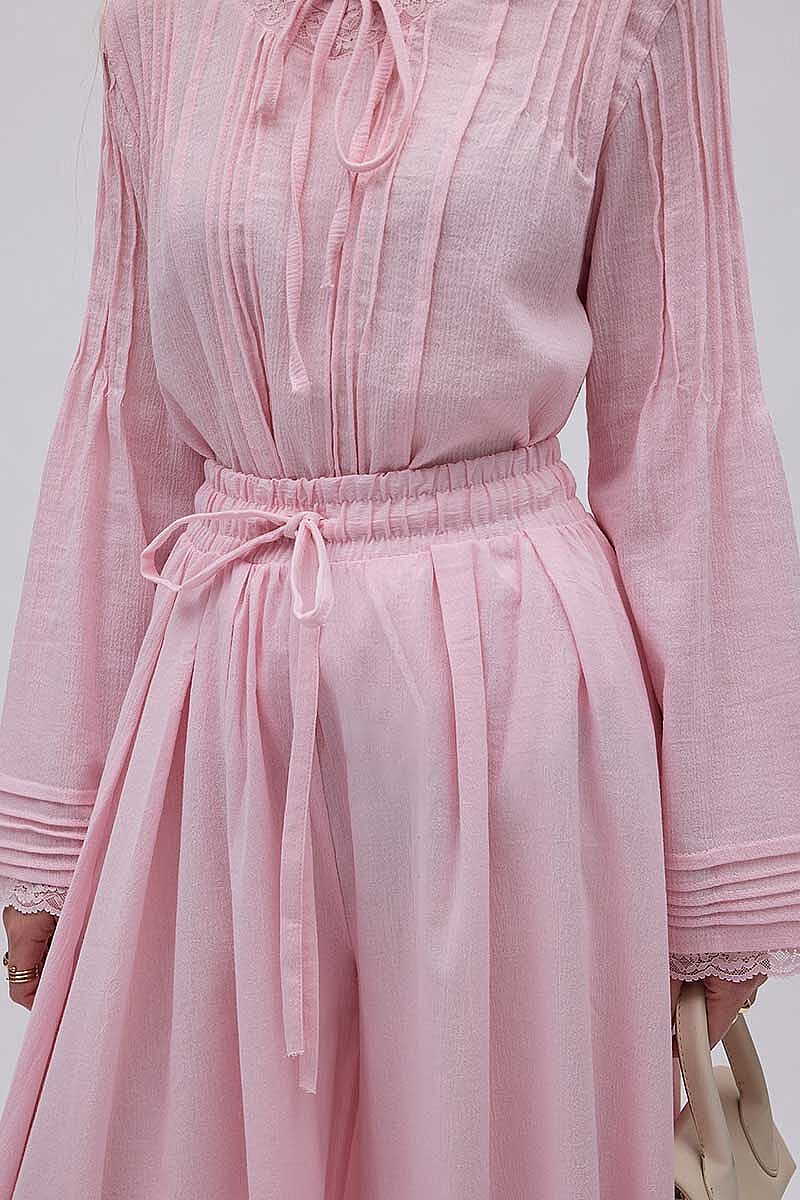 Şile Bezi Bol Pantolon Toz Pembe - 2