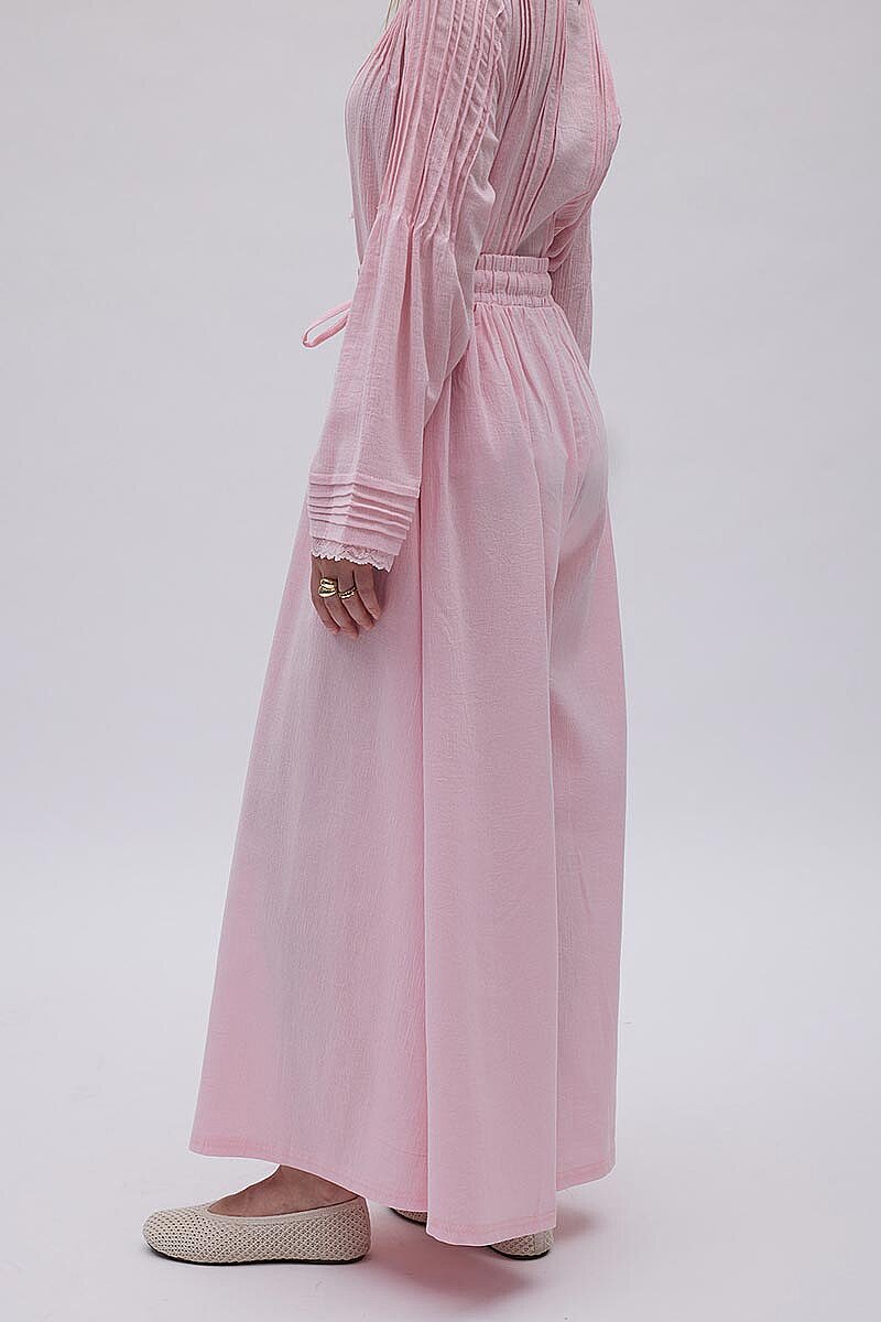 Şile Bezi Bol Pantolon Toz Pembe - 4