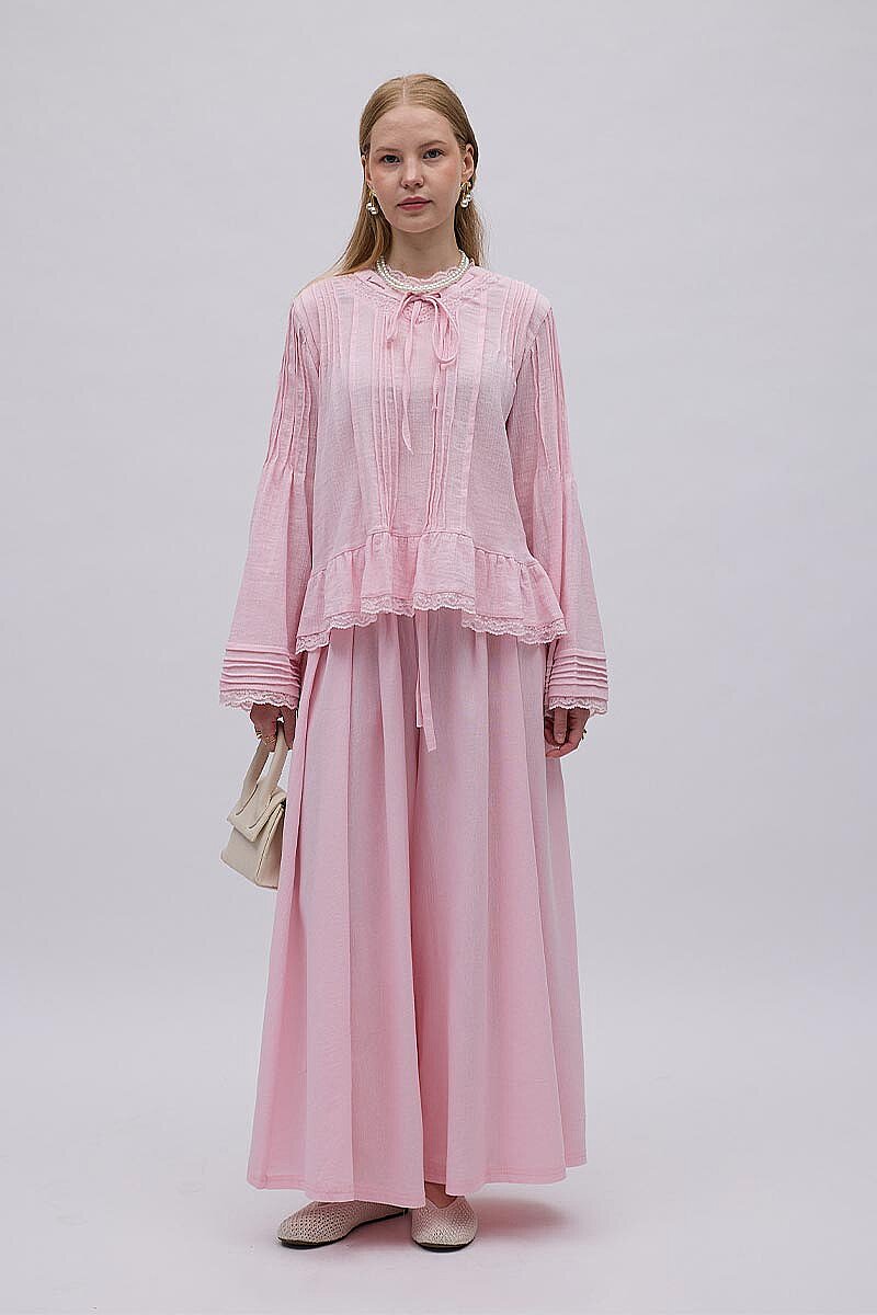 Şile Bezi Bol Pantolon Toz Pembe - 5