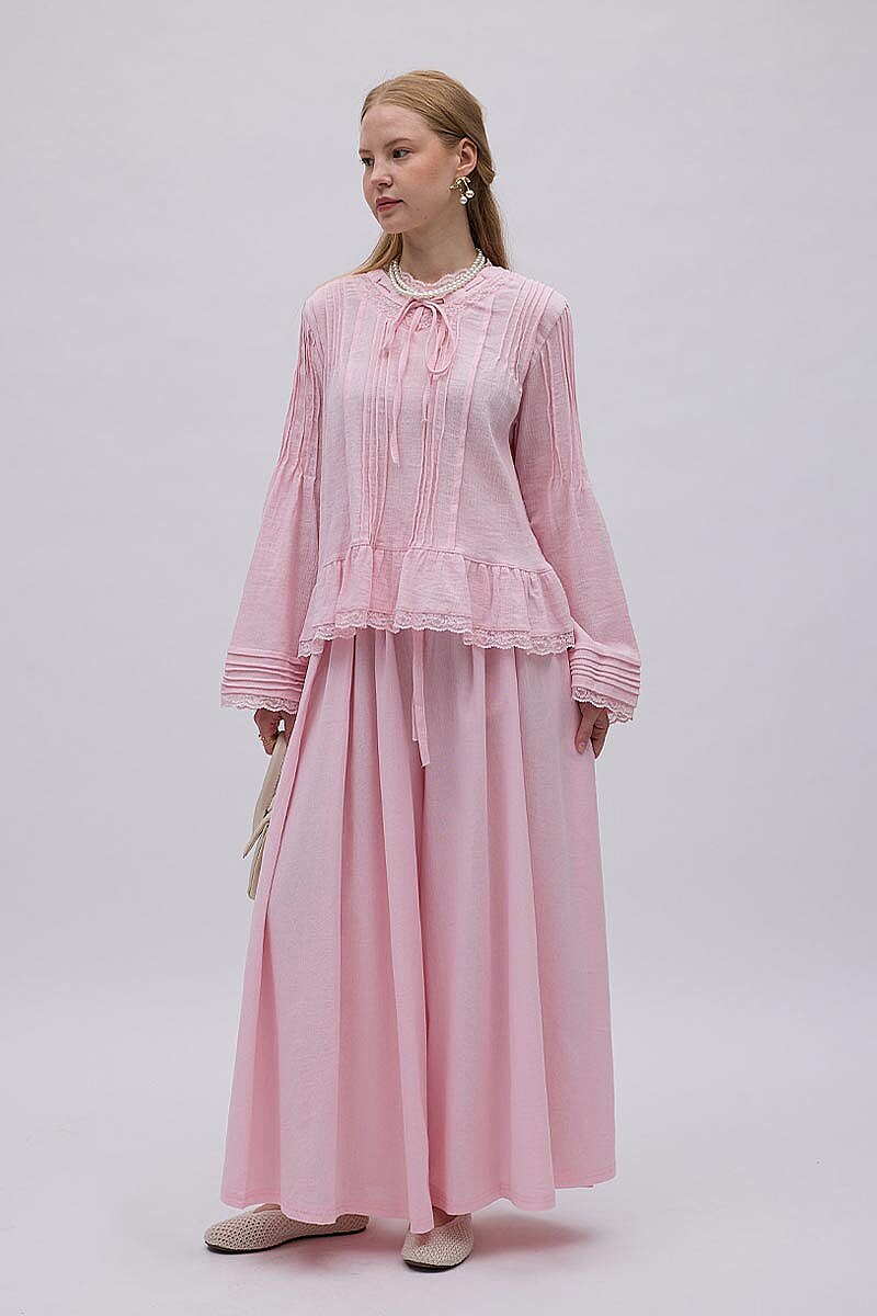 Şile Bezi Bol Pantolon Toz Pembe - 3