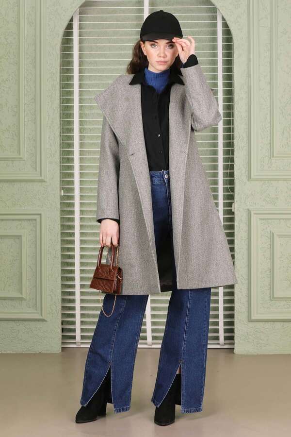 Single Button Cachet Coat Grey - 1