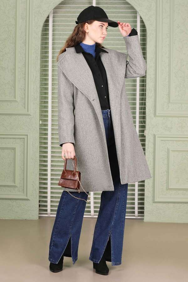 Single Button Cachet Coat Grey - 3