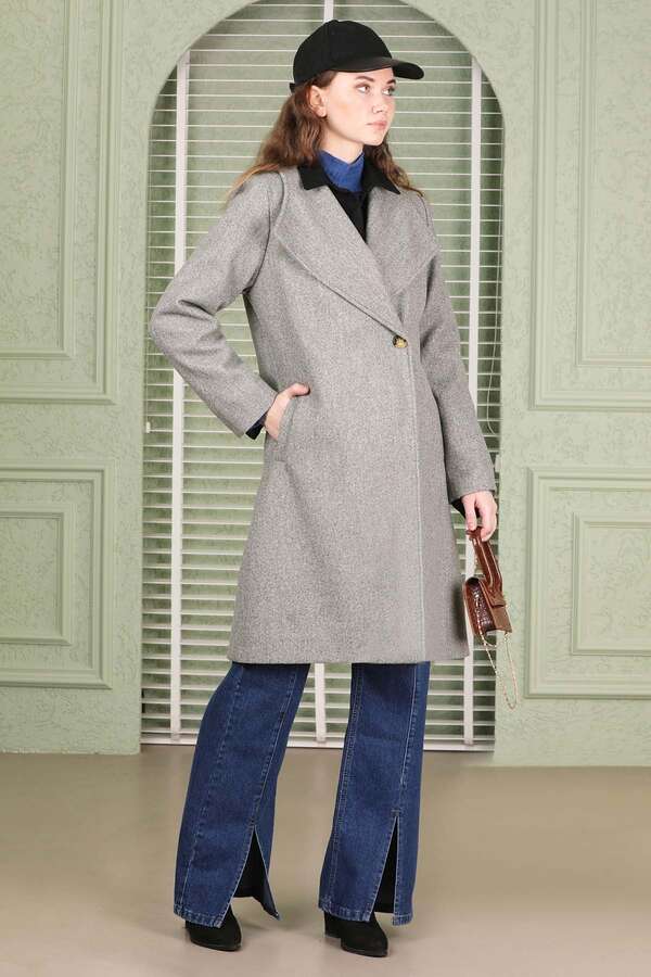 Single Button Cachet Coat Grey - 5