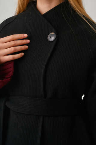 Single-Button Double-Breasted Coat Black - 1