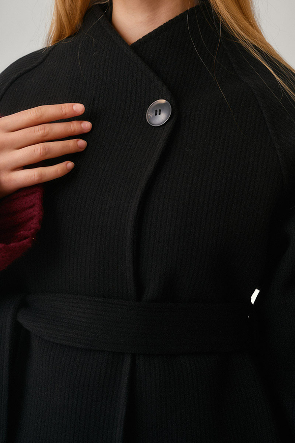 Single-Button Double-Breasted Coat Black - 1