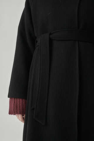 Single-Button Double-Breasted Coat Black - 10