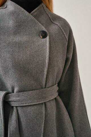 Single-Button Double-Breasted Coat Grey - 8