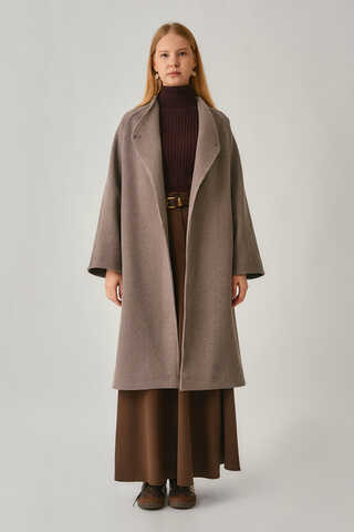 Single-Button Double-Breasted Coat Mink - 3