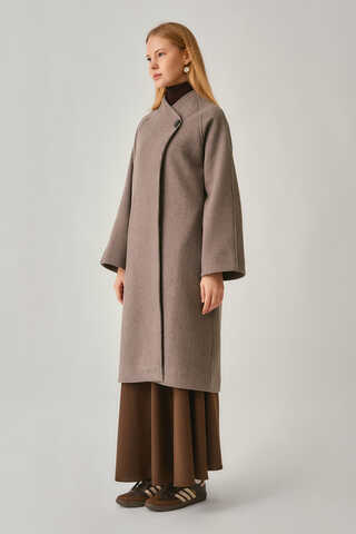 Single-Button Double-Breasted Coat Mink - 5