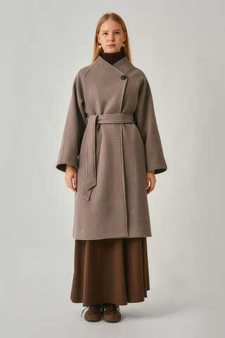 Single-Button Double-Breasted Coat Mink - 1