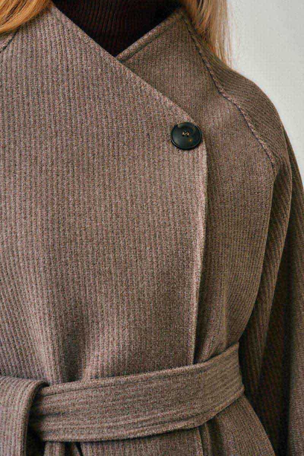 Single-Button Double-Breasted Coat Mink - 2