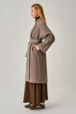 Single-Button Double-Breasted Coat Mink - 9