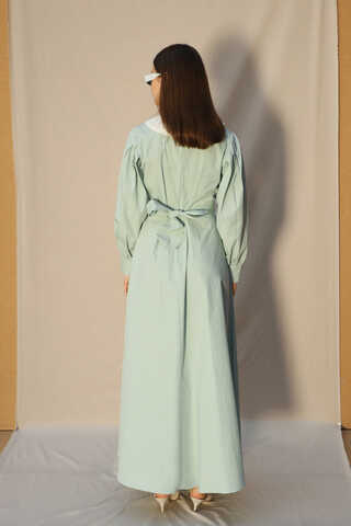 Sivri Bebe Yaka Elbise Mint - 5