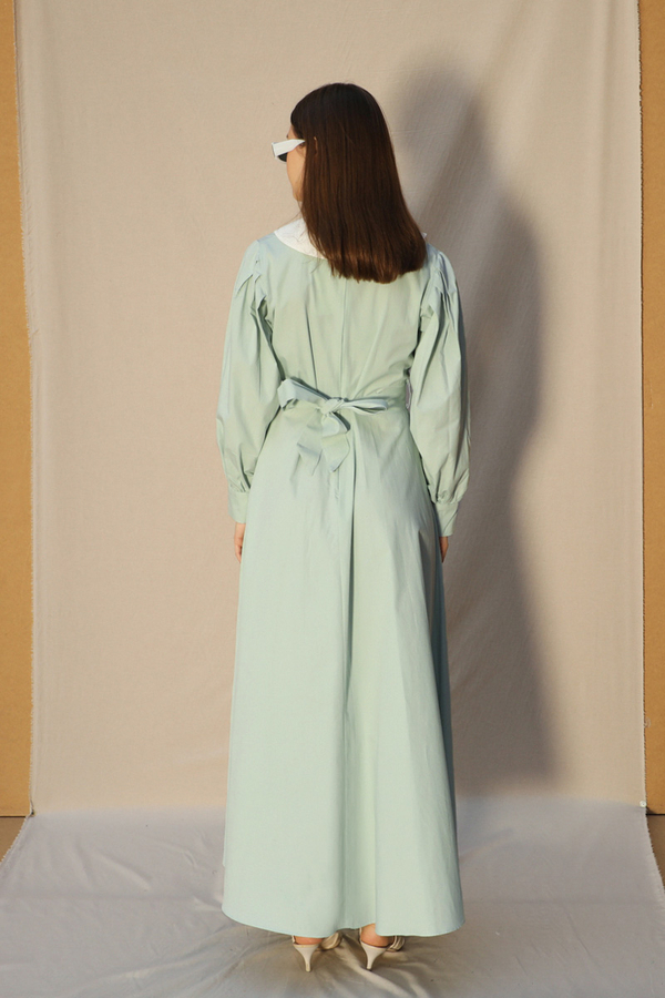 Sivri Bebe Yaka Elbise Mint - 5