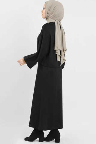 Skirted Wool Knitwear Suit Black - 3