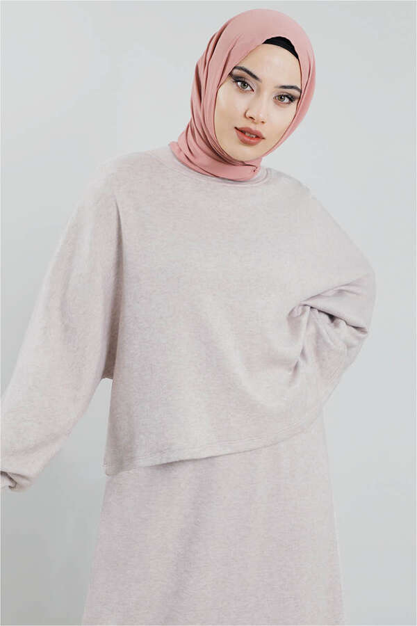 Skirted Wool Knitwear Suit Gravel - 2