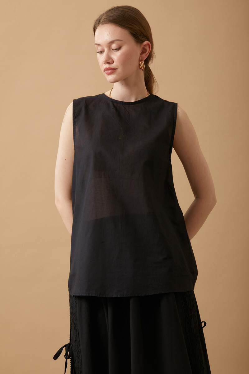 Sleeveless Short Vual Slip Black