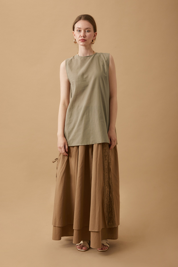 Sleeveless Short Vual Slip Mink