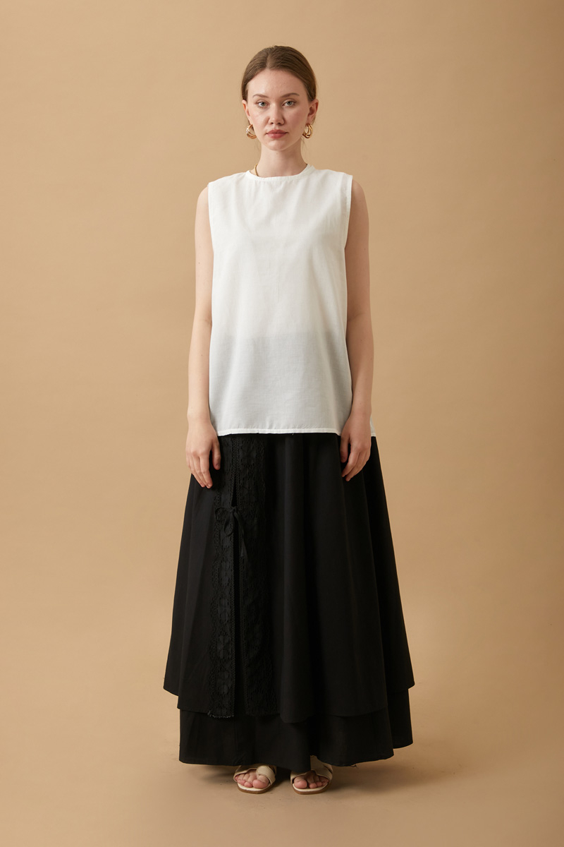 Sleeveless Short Vual Slip White