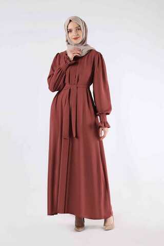 Sleeves Pleated Dress Abaya Tile - 1