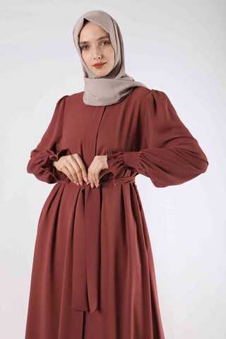 Sleeves Pleated Dress Abaya Tile - 2