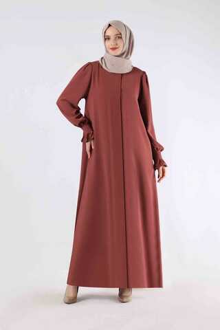Sleeves Pleated Dress Abaya Tile - 3
