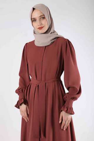 Sleeves Pleated Dress Abaya Tile - 4