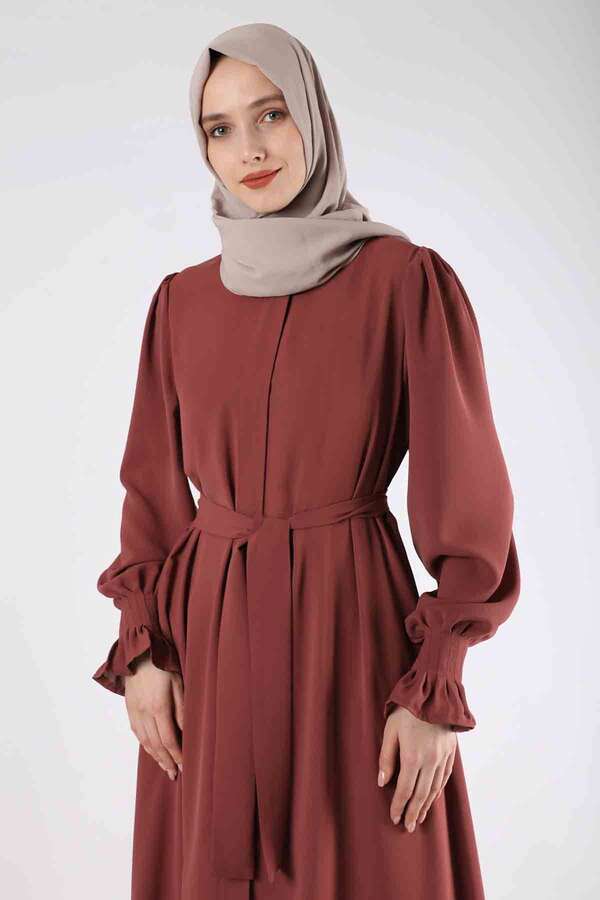Sleeves Pleated Dress Abaya Tile - 4