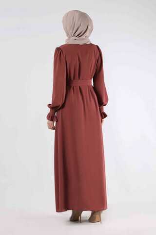 Sleeves Pleated Dress Abaya Tile - 5