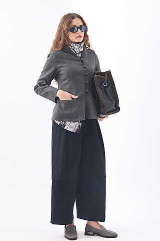 Slim Fit Yüksek Yaka Yönlü Ceket Antrasit - 2
