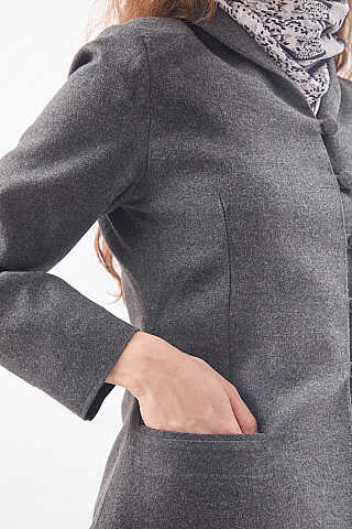 Slim Fit Yüksek Yaka Yönlü Ceket Antrasit - 4