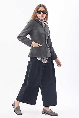 Slim Fit Yüksek Yaka Yönlü Ceket Antrasit - 5