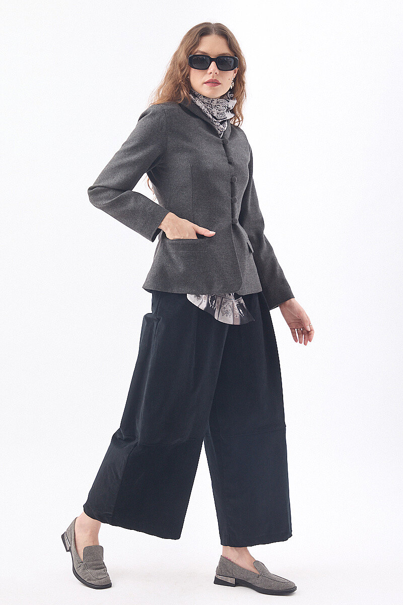 Slim Fit Yüksek Yaka Yönlü Ceket Antrasit - 5