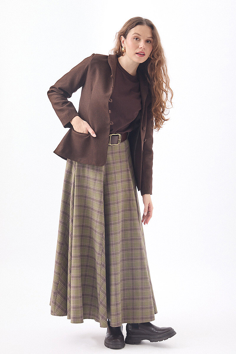 Slim Fit Yüksek Yaka Yönlü Ceket Kahve - 2