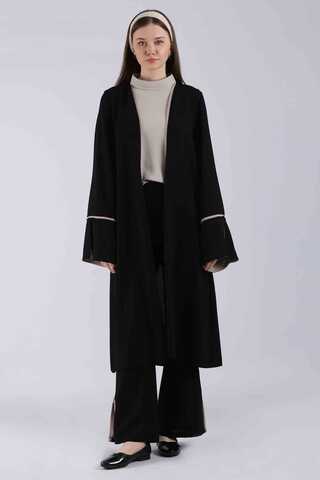 Slit Abaya Suit Black - 3