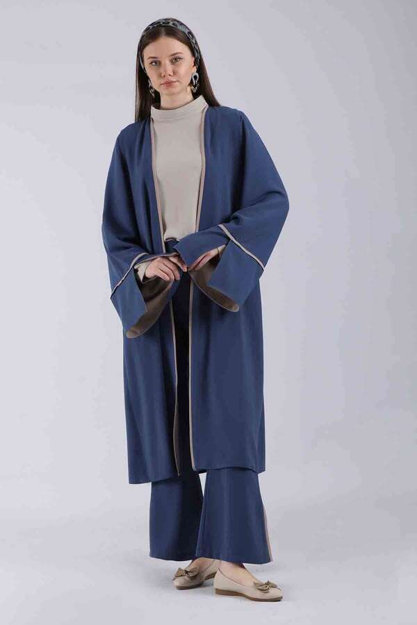 Slit Abaya Suit İndigo - 1