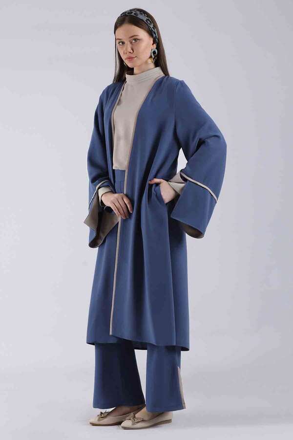 Slit Abaya Suit İndigo - 3