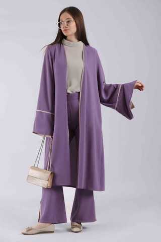 Slit Abaya Suit Lilac - 1