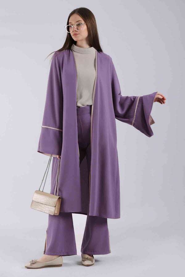 Slit Abaya Suit Lilac - 1